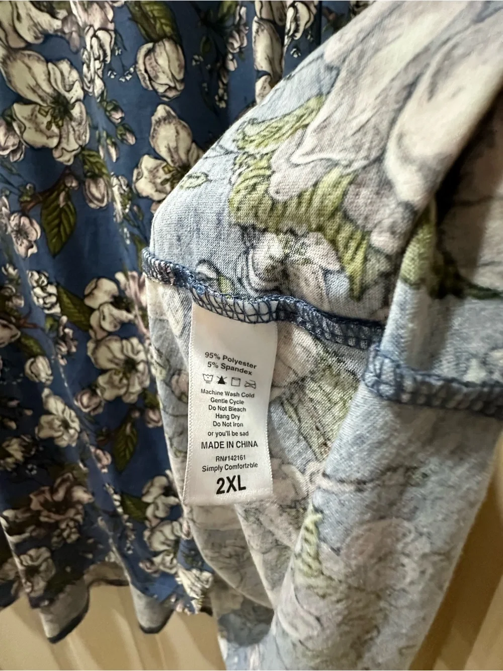 LuLaRoe Blue Floral Crew Neck Dress
